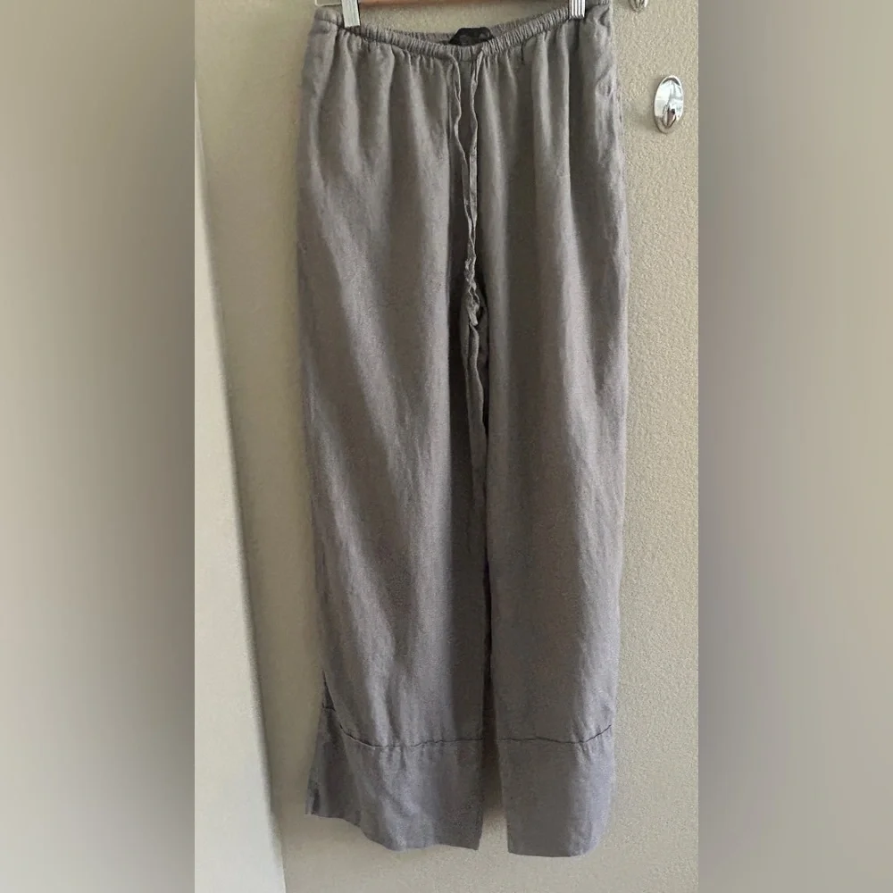 Zara Silver Gray linen wide leg pants size S